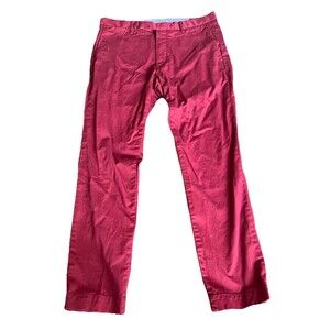 Polo Ralph Lauren‎ Pants Mens 32x30 Straight Fit Flat Front Pony Chino Maroon